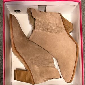 Vince Camuto Beige Suede Ankle Booties